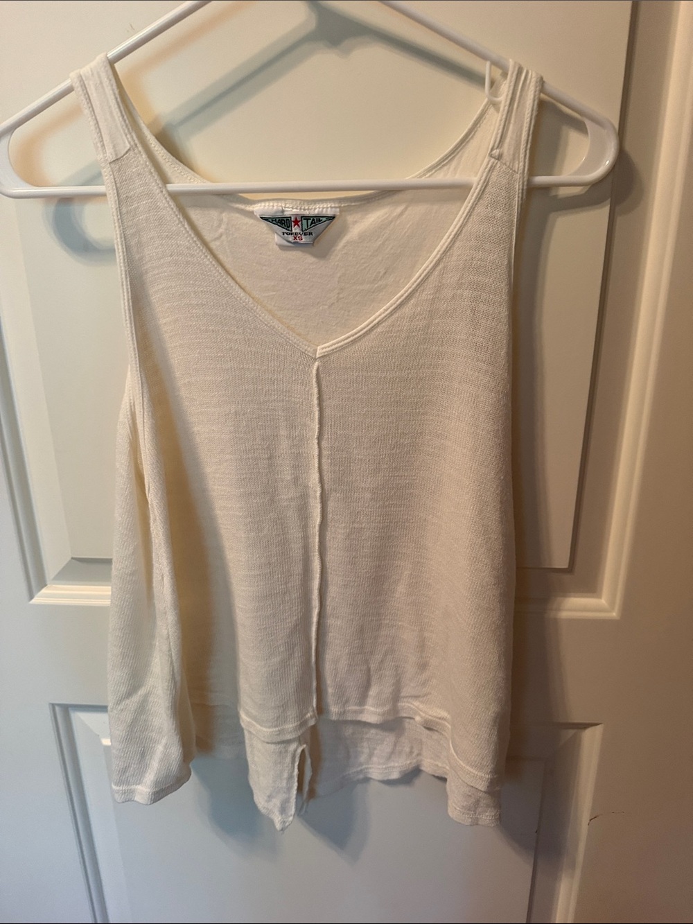 Hard Tail Cream V-Neck Tank Top with Center Seam